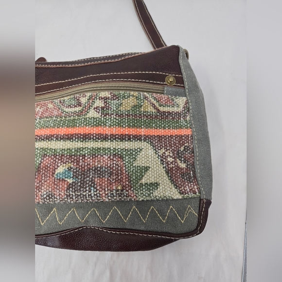 Myra Lugini Shoulder Bag Rixh Canvas & Leather Trim Adj. Strap Rustic Cowgirl - Picture 3 of 15